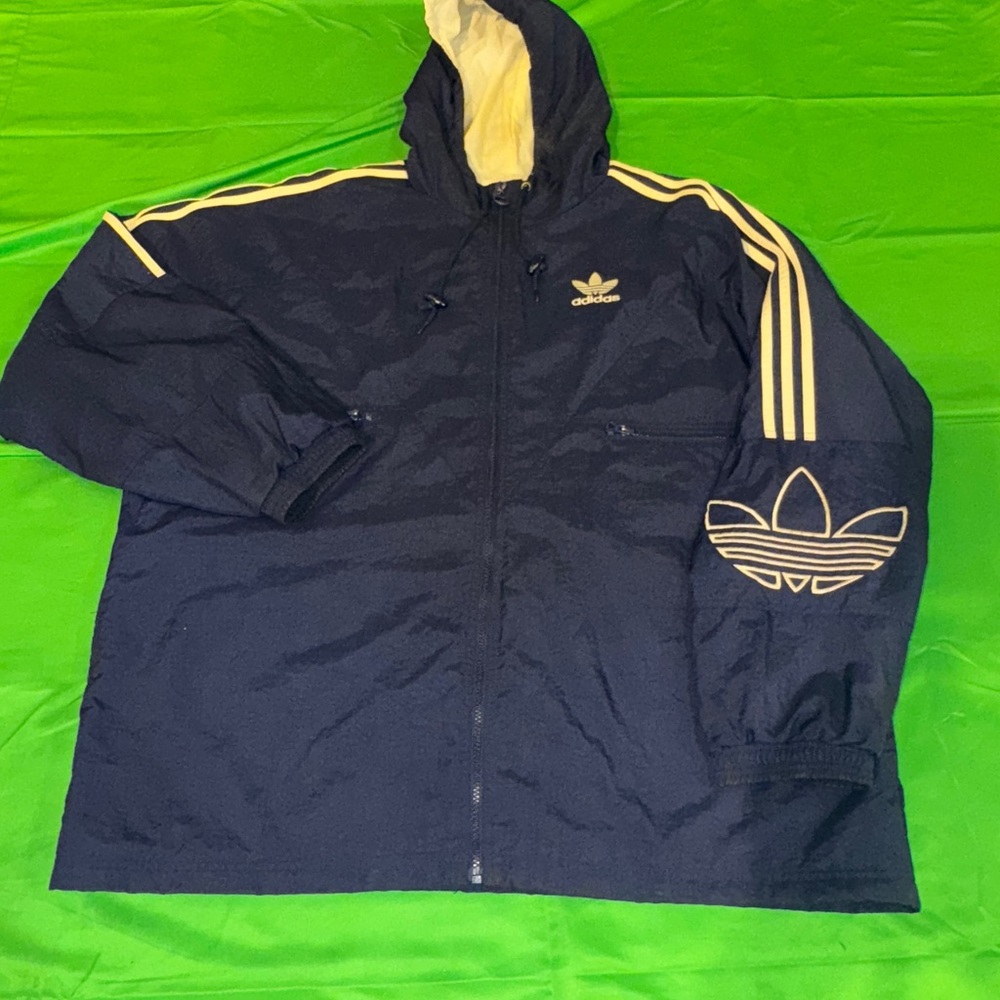 Vintage 90s Adidas Men's Navy Windbreaker